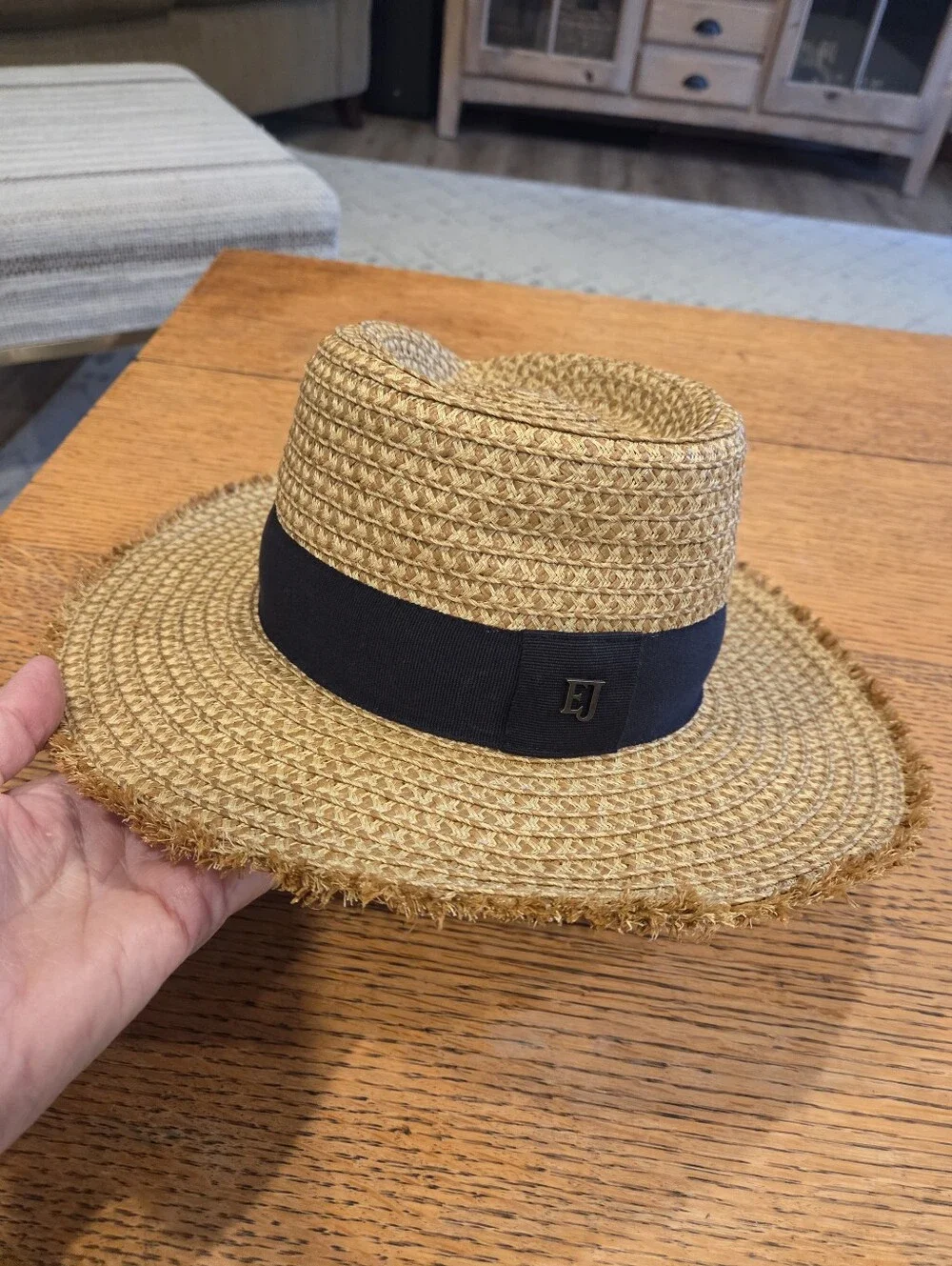 Eric Javits UPF 50+ Fedora Sun Hat Black Band Tan Packable Squishee Lightweight - Picture 2 of 13